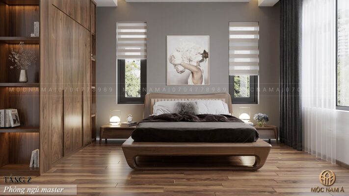 Mẫu giường gỗ óc chó cổ điển mang đến phong cách quý tộc cho phòng ngủ master